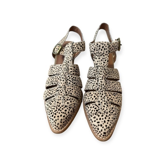 Jeffrey Campbell Anthropologie Angora Calf Hair Sandal Heels Cheetah Womens Sz 8 - Picture 10 of 10